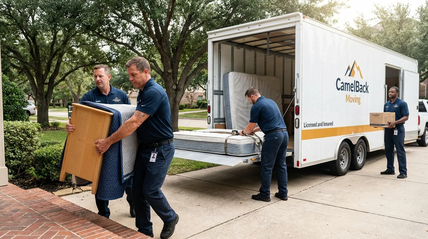 Crew loading residential truck for cross-state move from Lajas, PR